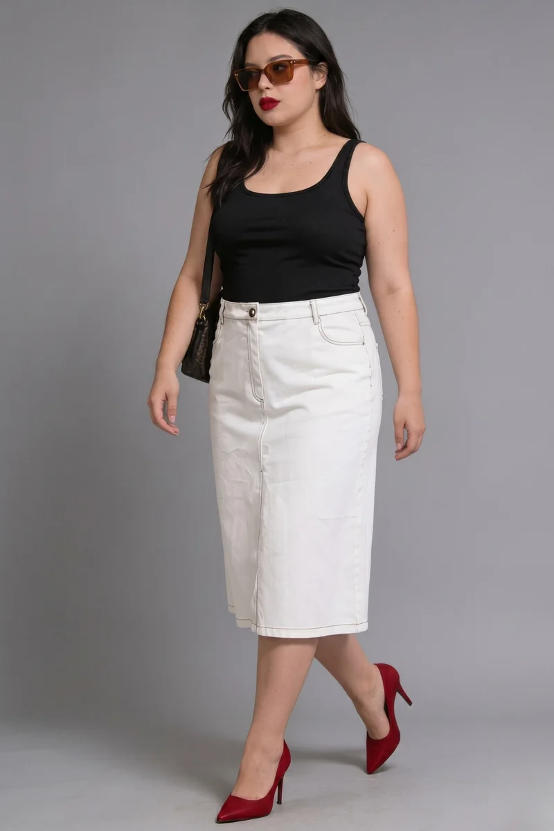 Petunia Skirt|100% Cotton Midi Denim Skirt