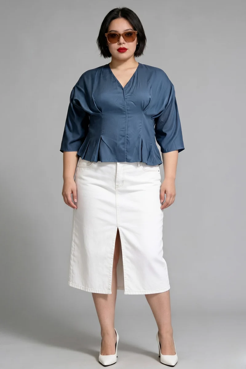 Petunia Co-Ord|100% Cotton V Neck Top With Skirt