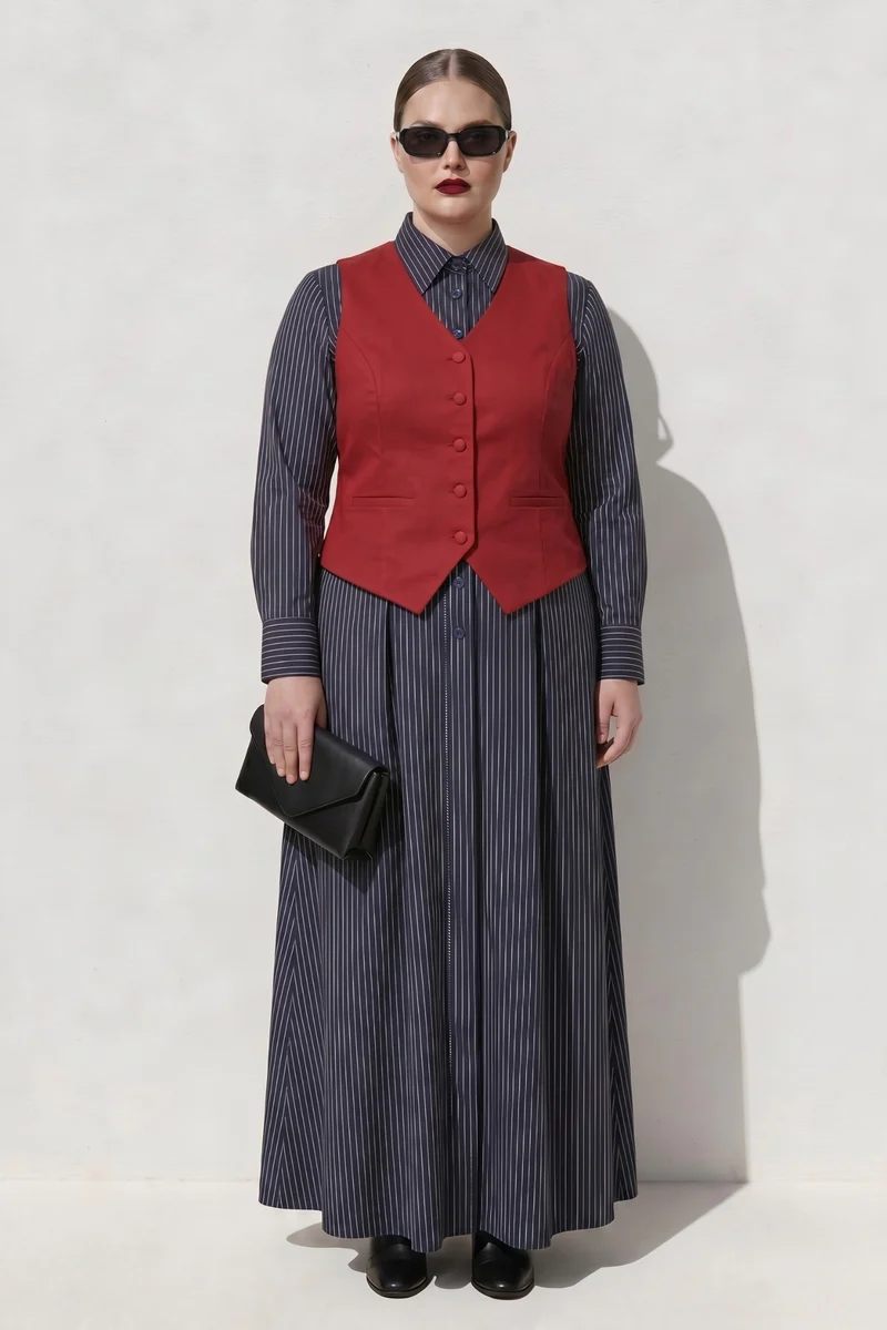 Andrea Top|100% Cotton Waistcoat With Adjustable Waist