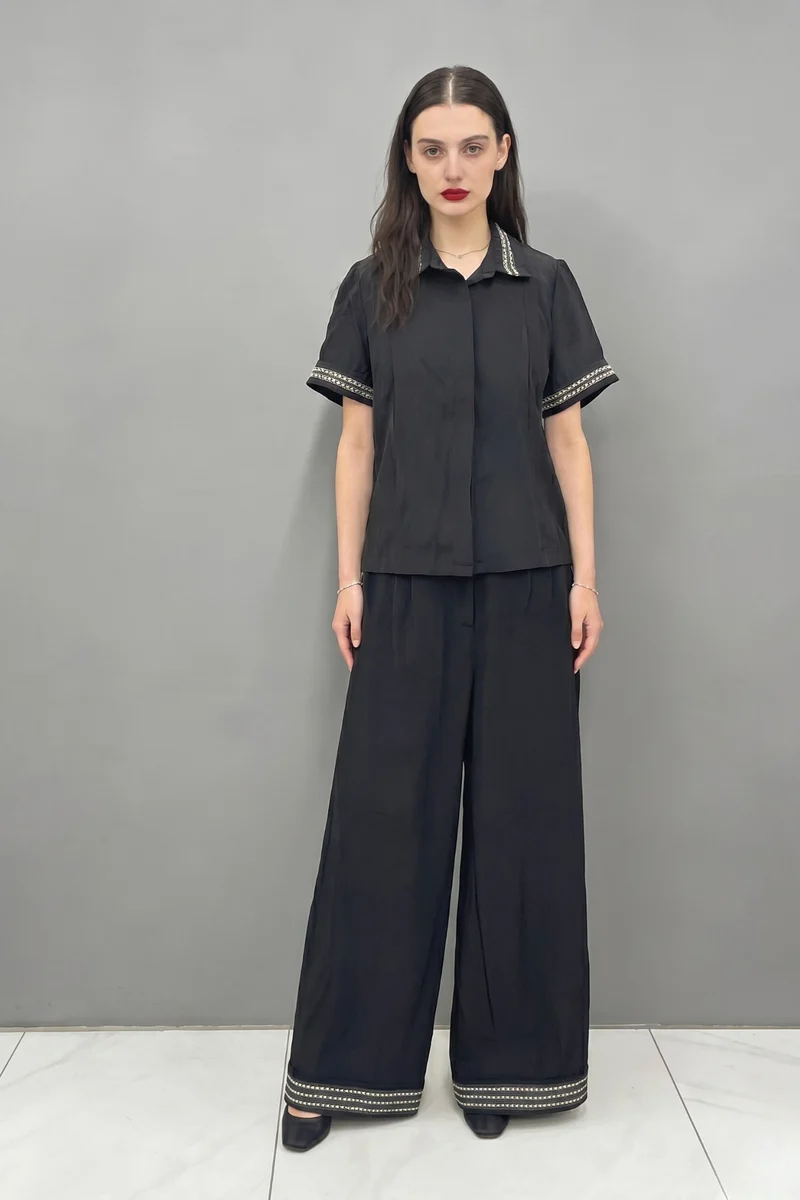 Nellie Trouser|Viscose Beaded Flared Pants