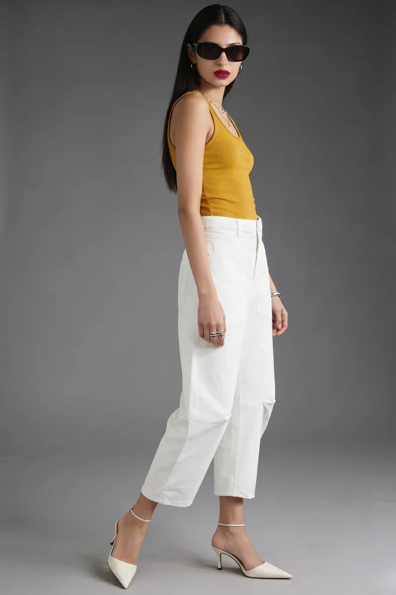 Darcy|100% Cotton Ankle Length Tapered Pants