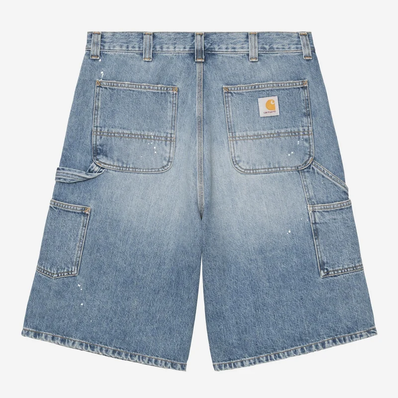 Carhartt WIP Herr OG Single Knee Kort | Blå Destroy Wash-färgstänk