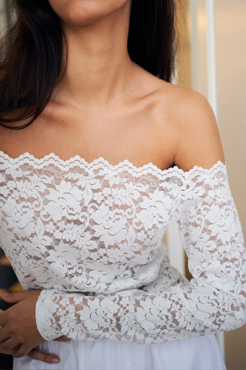 Neo Noir - Casadi Lace Flower Blouse 162631 - 120 - White
