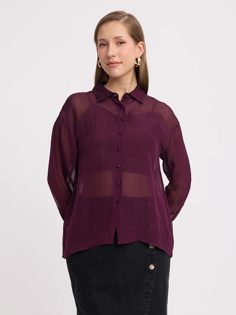 Utup|100% Viscose Relaxed Sheer Shirt