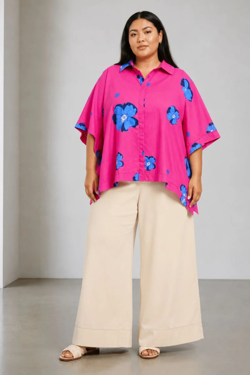 Isda|Cotton Kimono Sleeves Boxy Cropped Shirt