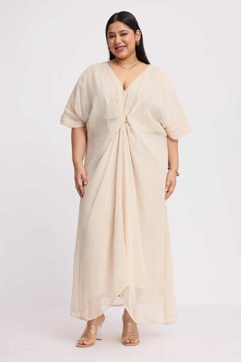 Miso|Viscose Lurex Front Gathered Kaftan