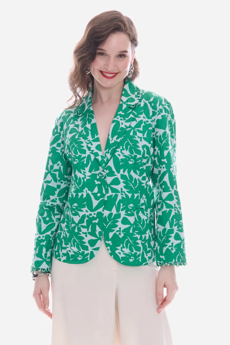 Emdie Blazer|100% Cotton Regular Fit Floral Blazer