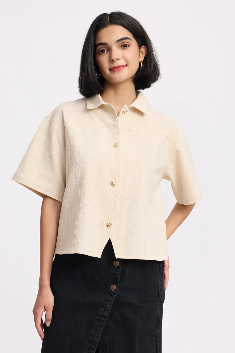 Tsedak|100% Cotton Relaxed Shirt