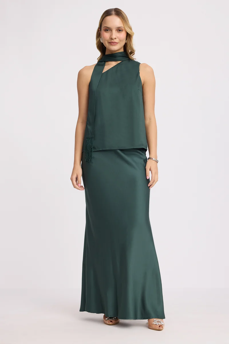 Yelio|100% Viscose One Shoulder Top With Skirt