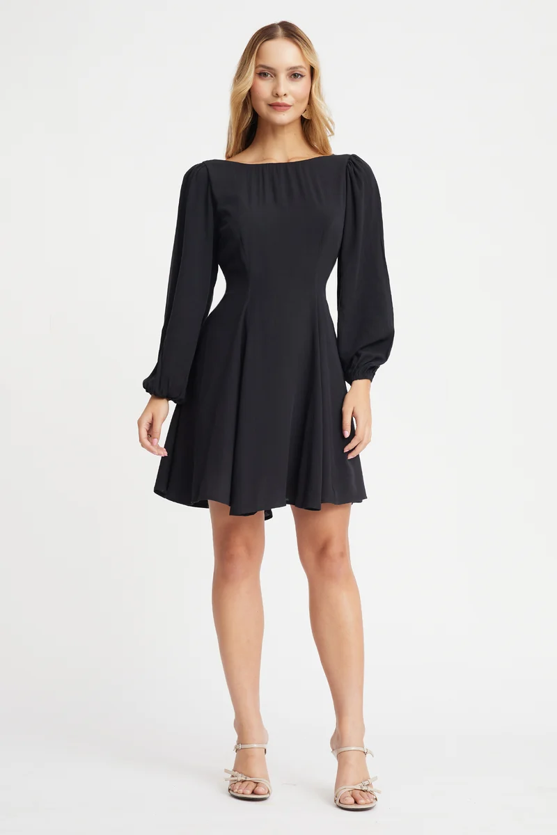 Issna|100% Viscose Godet Mini Dress