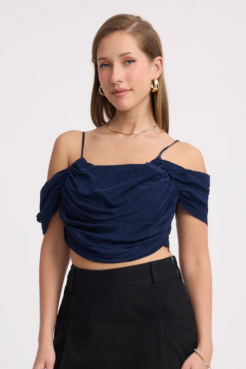 Shizuka Top|100% Viscose Draped Crop Top