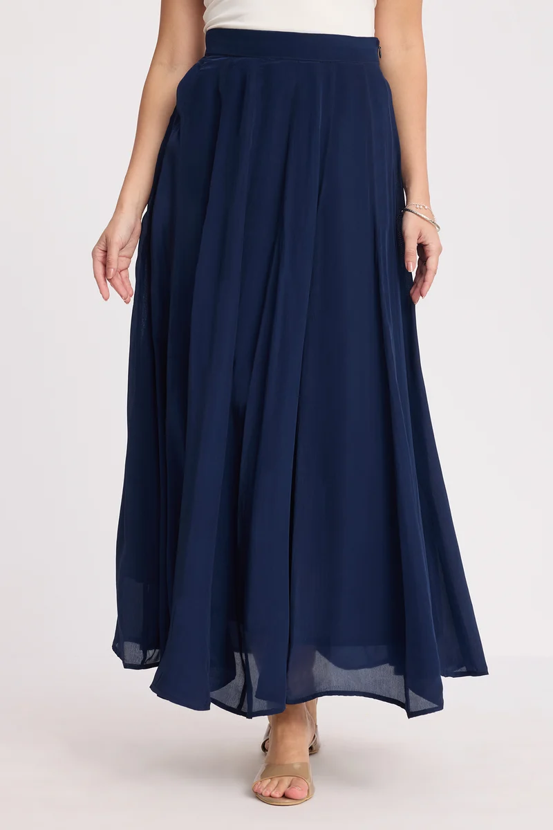 Shizuka Skirt|100% Viscose Panelled Flared Skirt