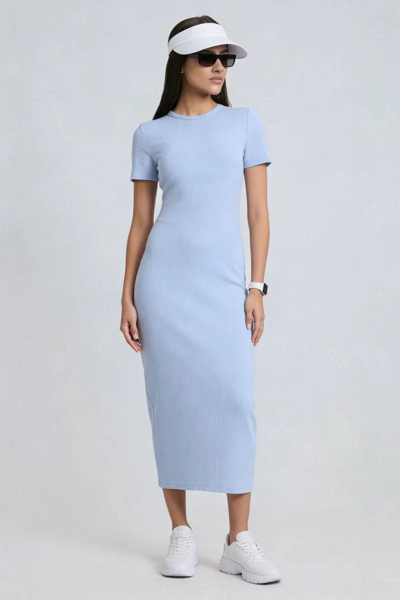 Ginni|100% Cotton Ribbed Tshirt Dress
