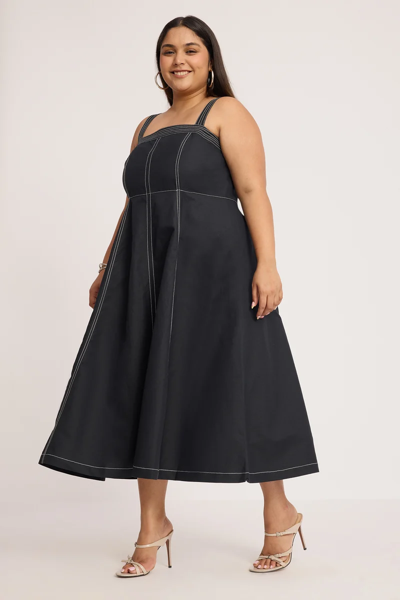 Keemh|100% Cotton Panelled Flared Midi Dress