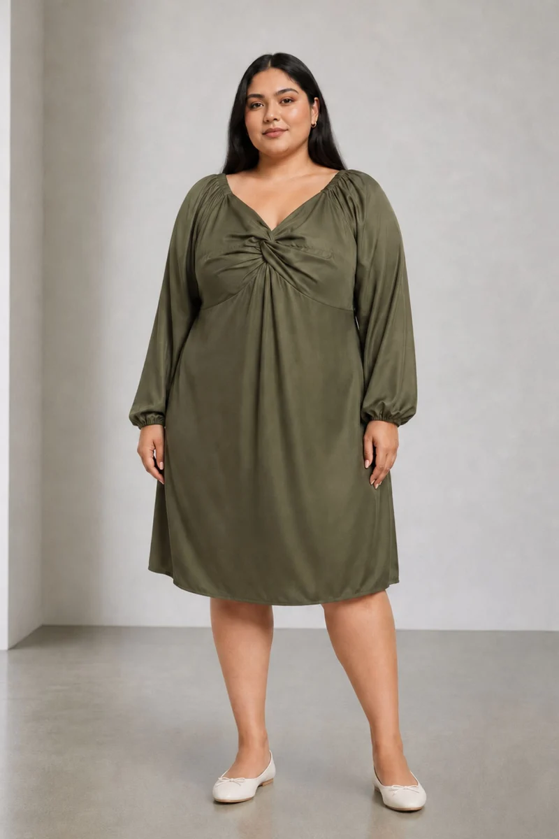 Akako|100% Viscose Twisted Front Dress