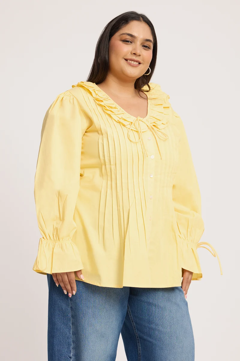 Rhilaith|100% Cotton Pin Tuck Detail Shirt Blouse