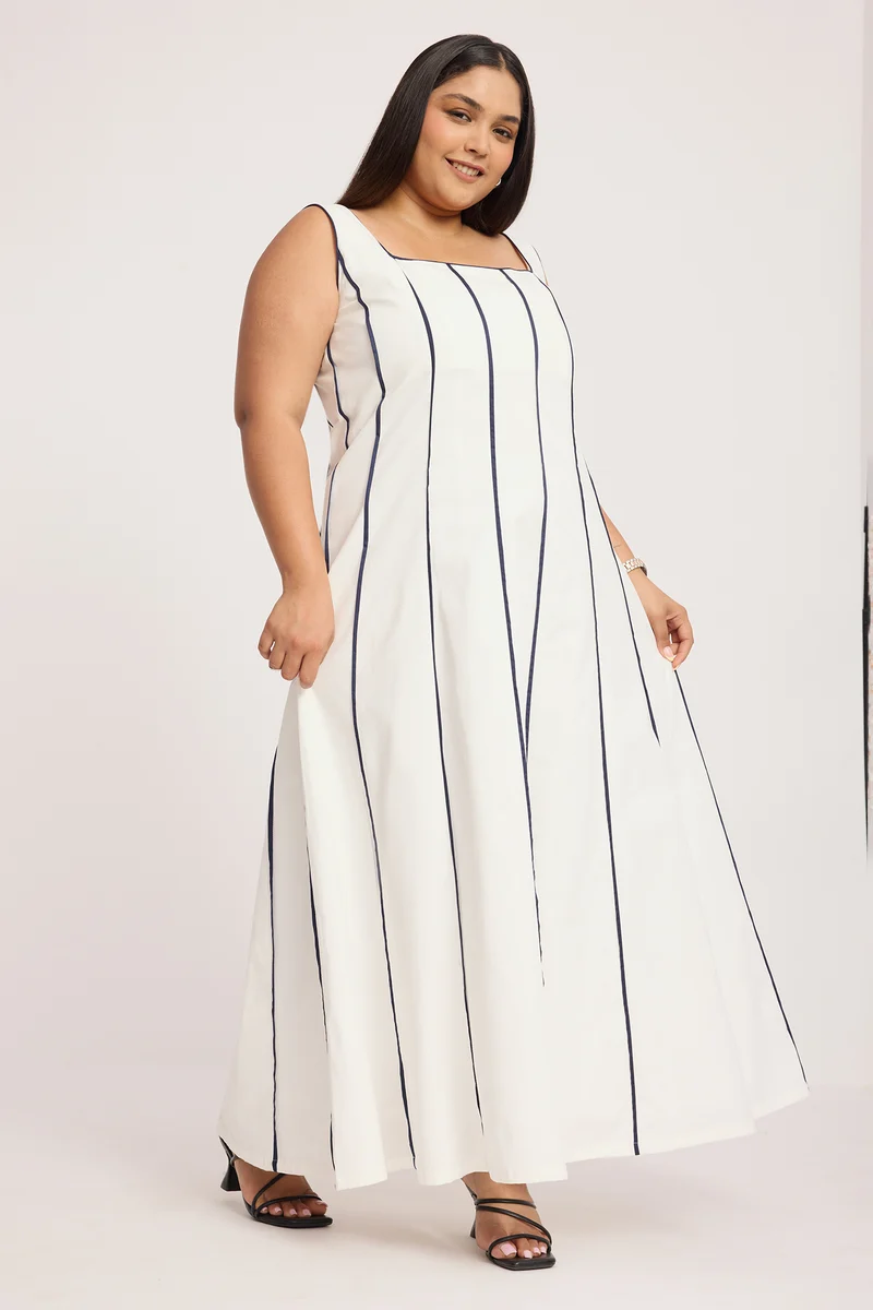 Ordh|100% Cotton Panelled Midaxi Dress