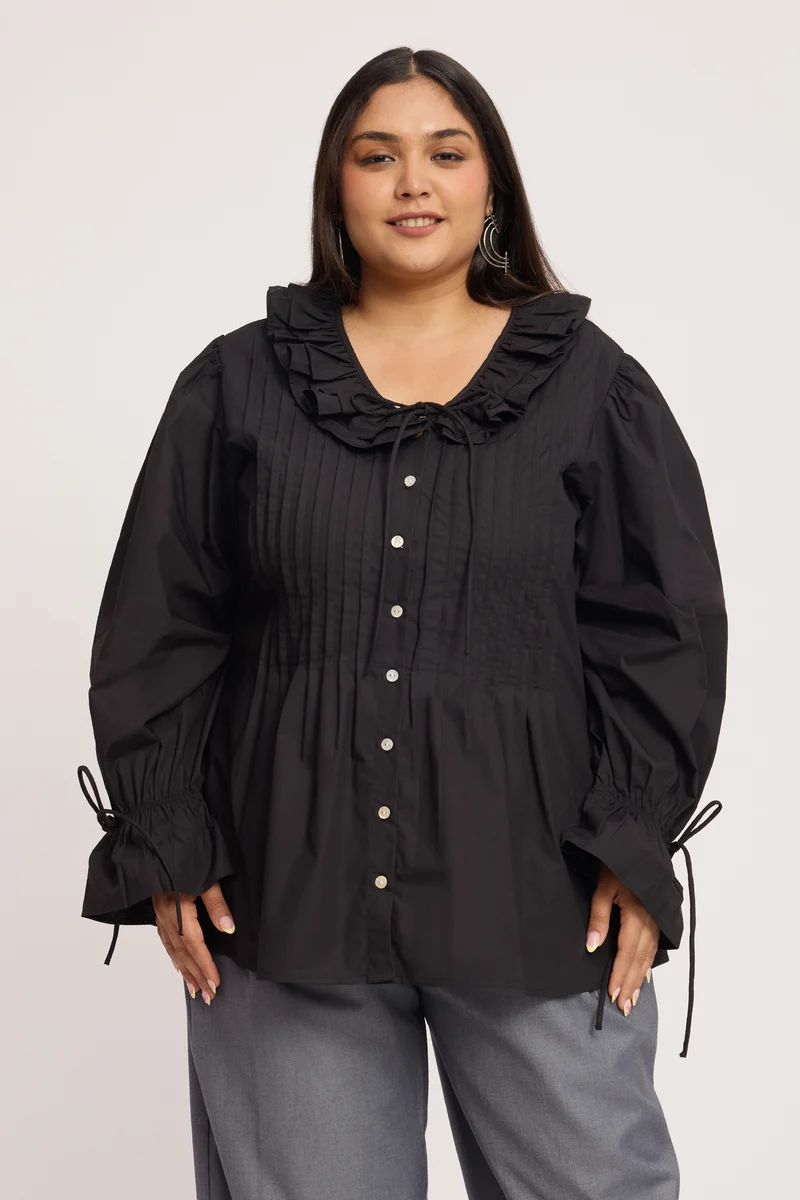 Yaria|100% Cotton Pin Tuck Detail Shirt Blouse