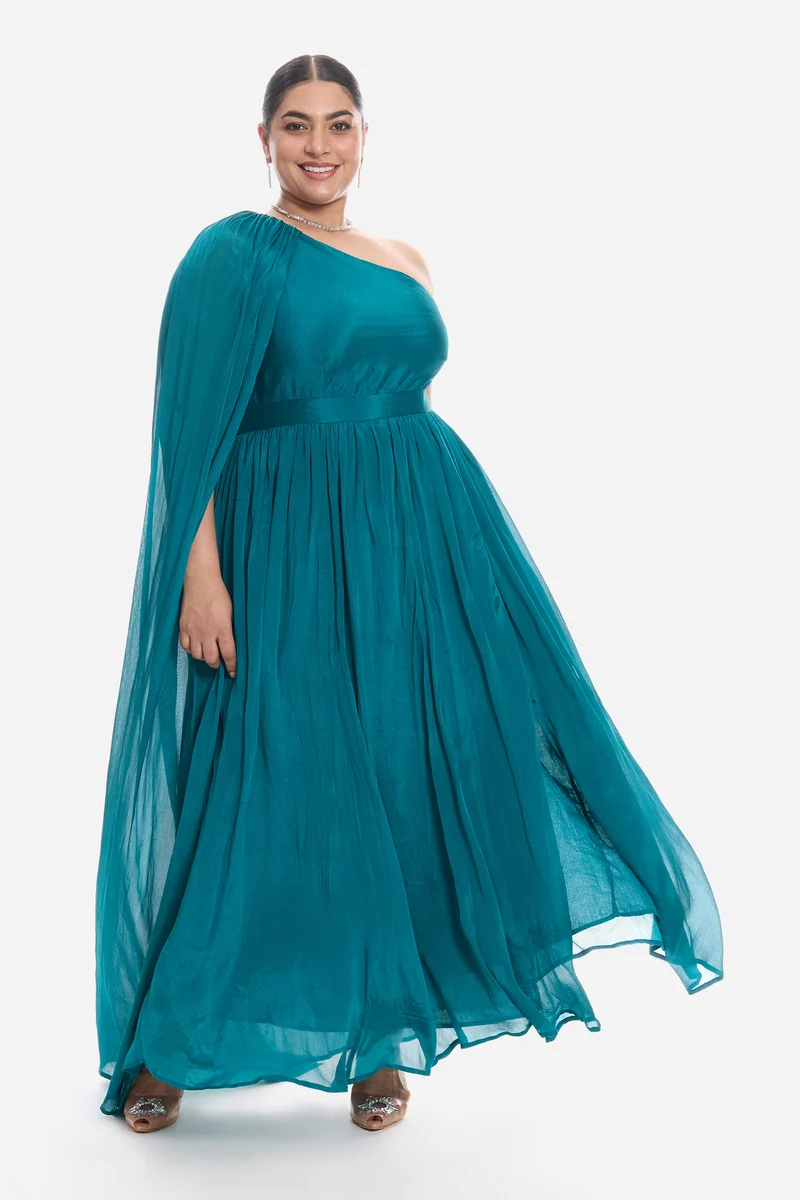 Vinis|Viscose Asymmetric One Shoulder Gown
