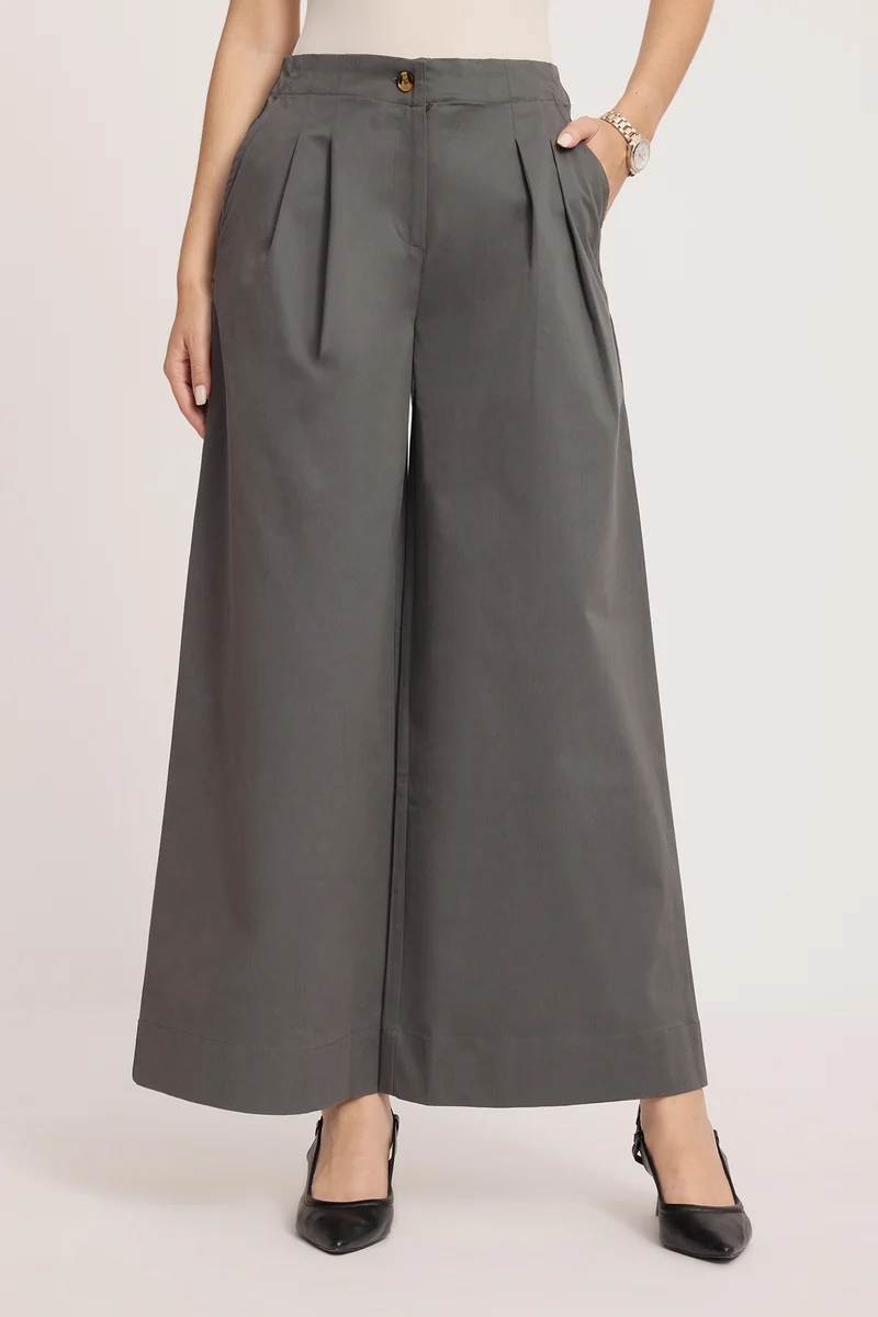 Tonil|100% Cotton High-Rise Wide Leg Trousers
