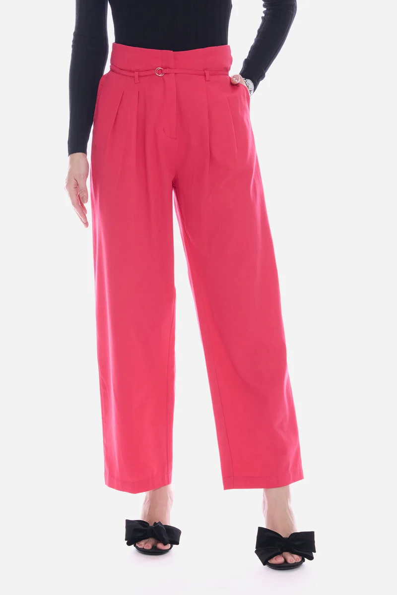 Elvah|100% Cotton High-Waist Straight Fit Trousers
