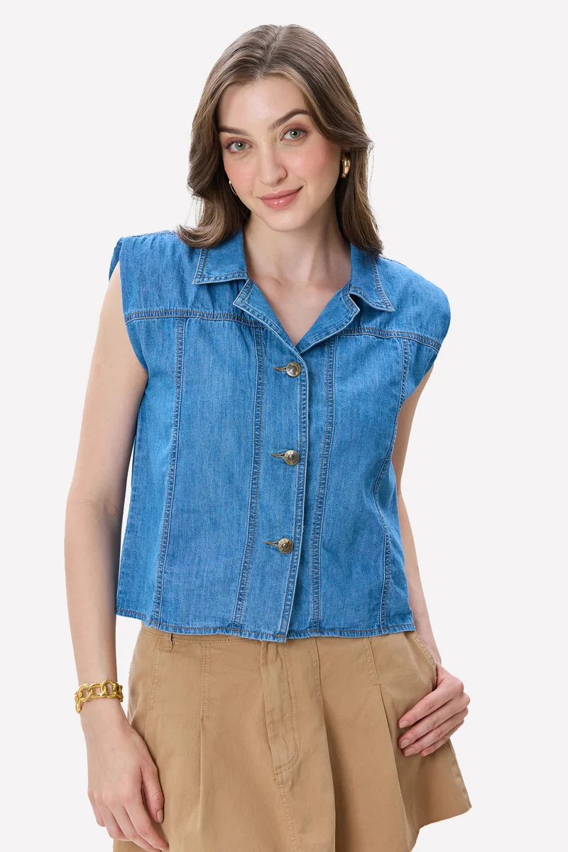 Lanu|100% Cotton Padded Denim Shirt