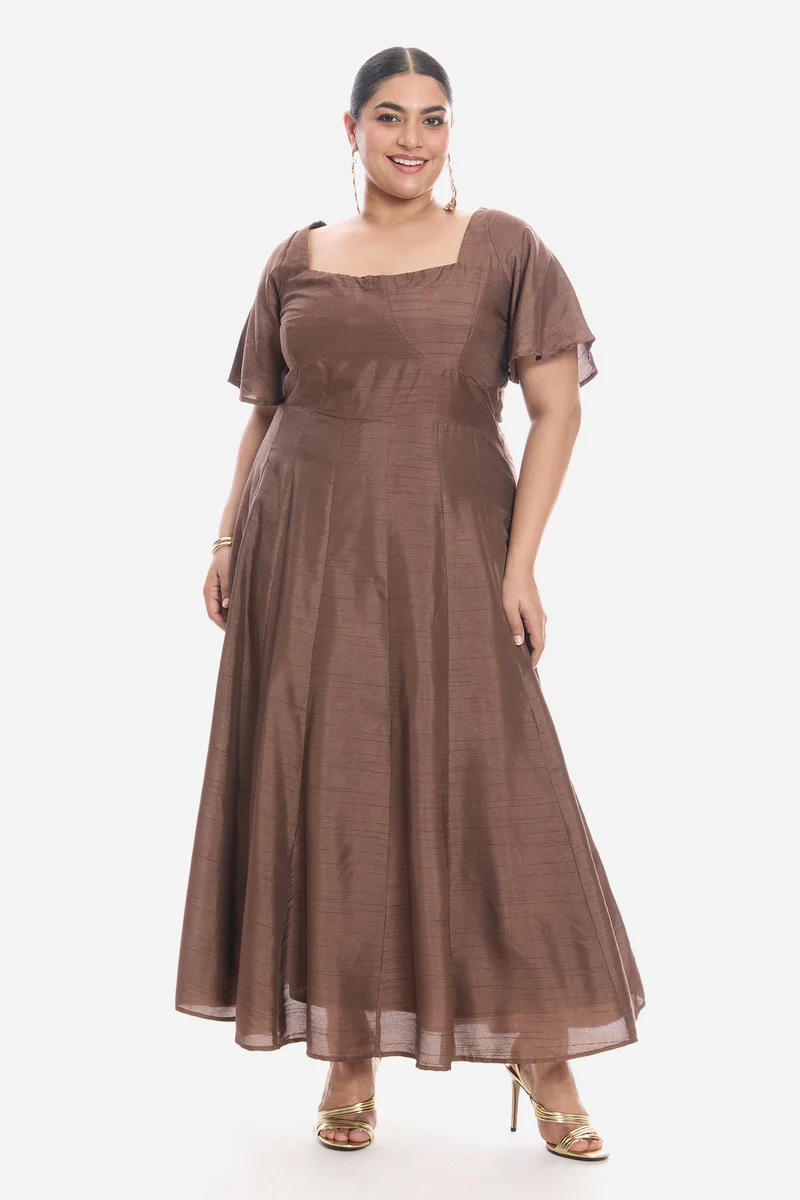 Vinah|Viscose Sweetheart Neckline Maxi Dress