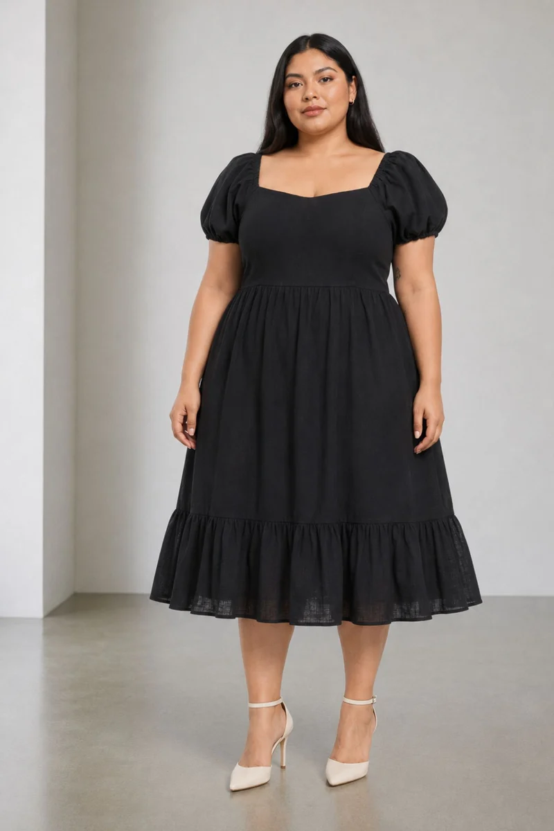 Viana|Cotton Mini Dress With Sweetheart Neck