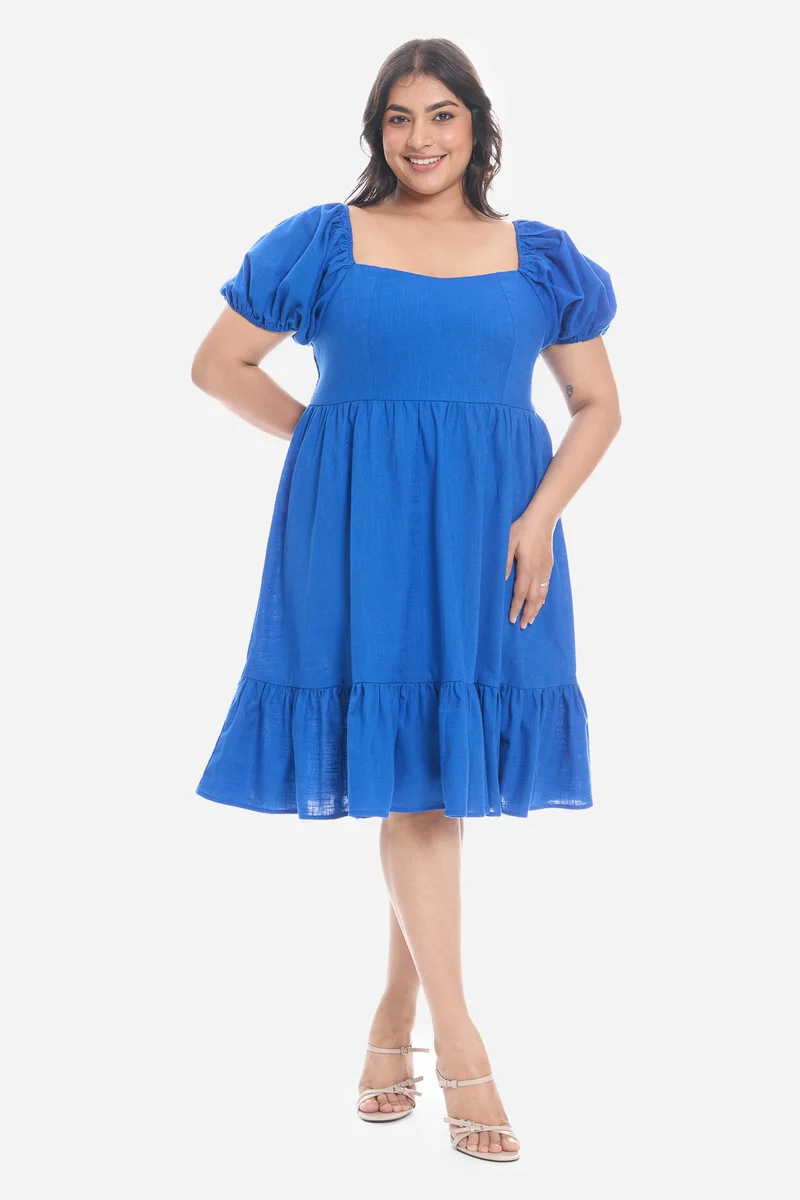 Videl|Cotton Mini Dress With Sweetheart Neck