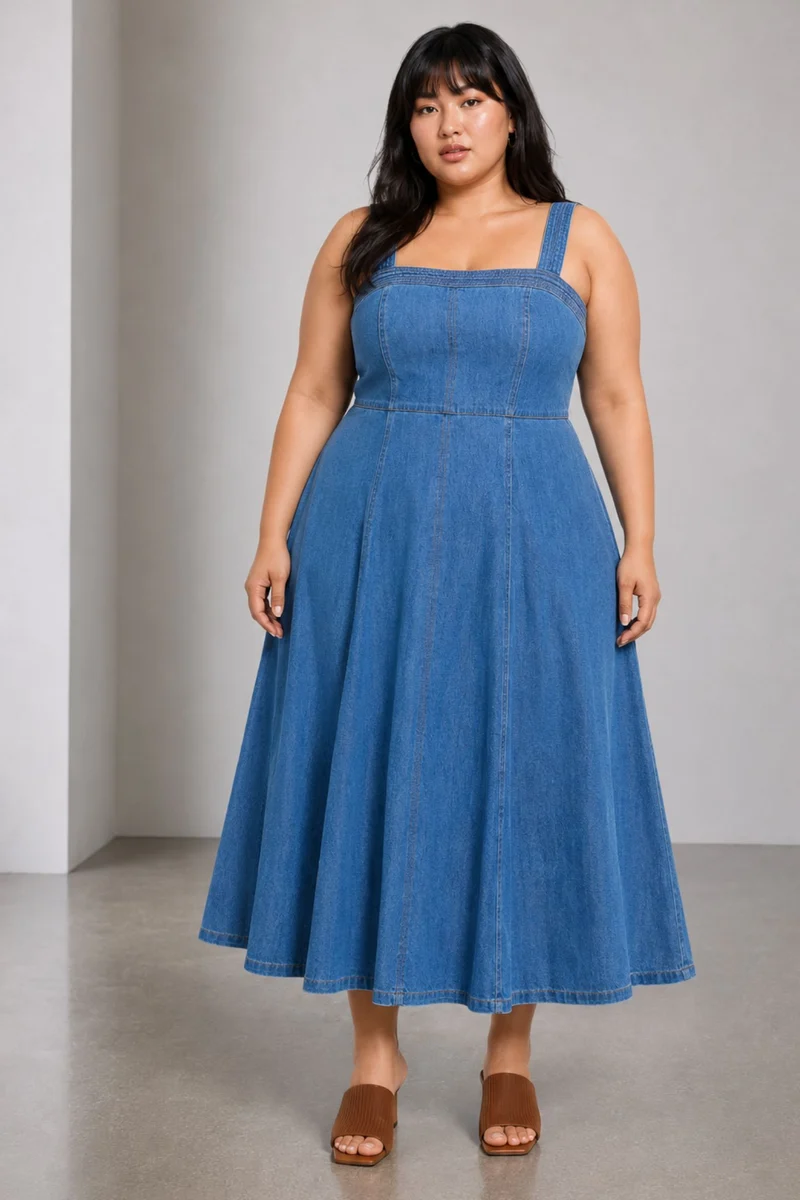 Viiel|Cotton Panelled Midi Dress