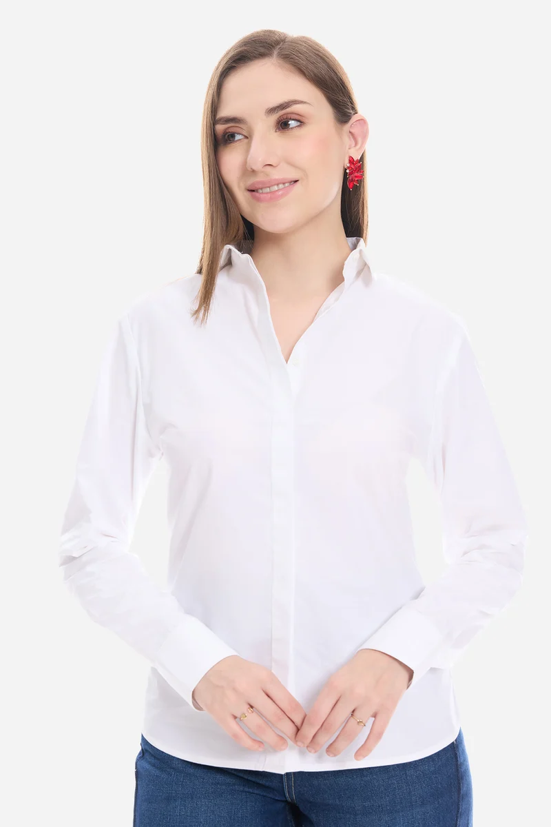 Zylen|100% Cotton Shirt With Placement Embroidery