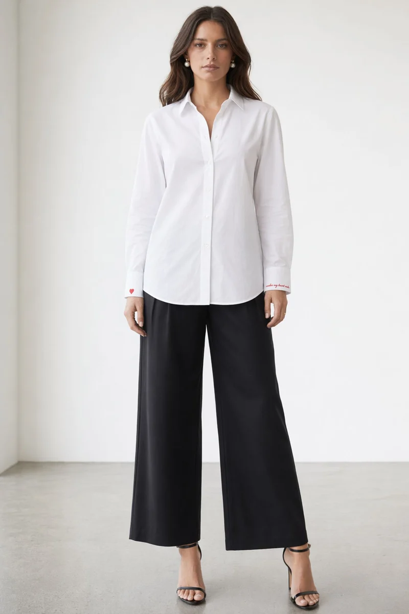 Zelvi|100% Cotton Shirt With Placement Embroidery
