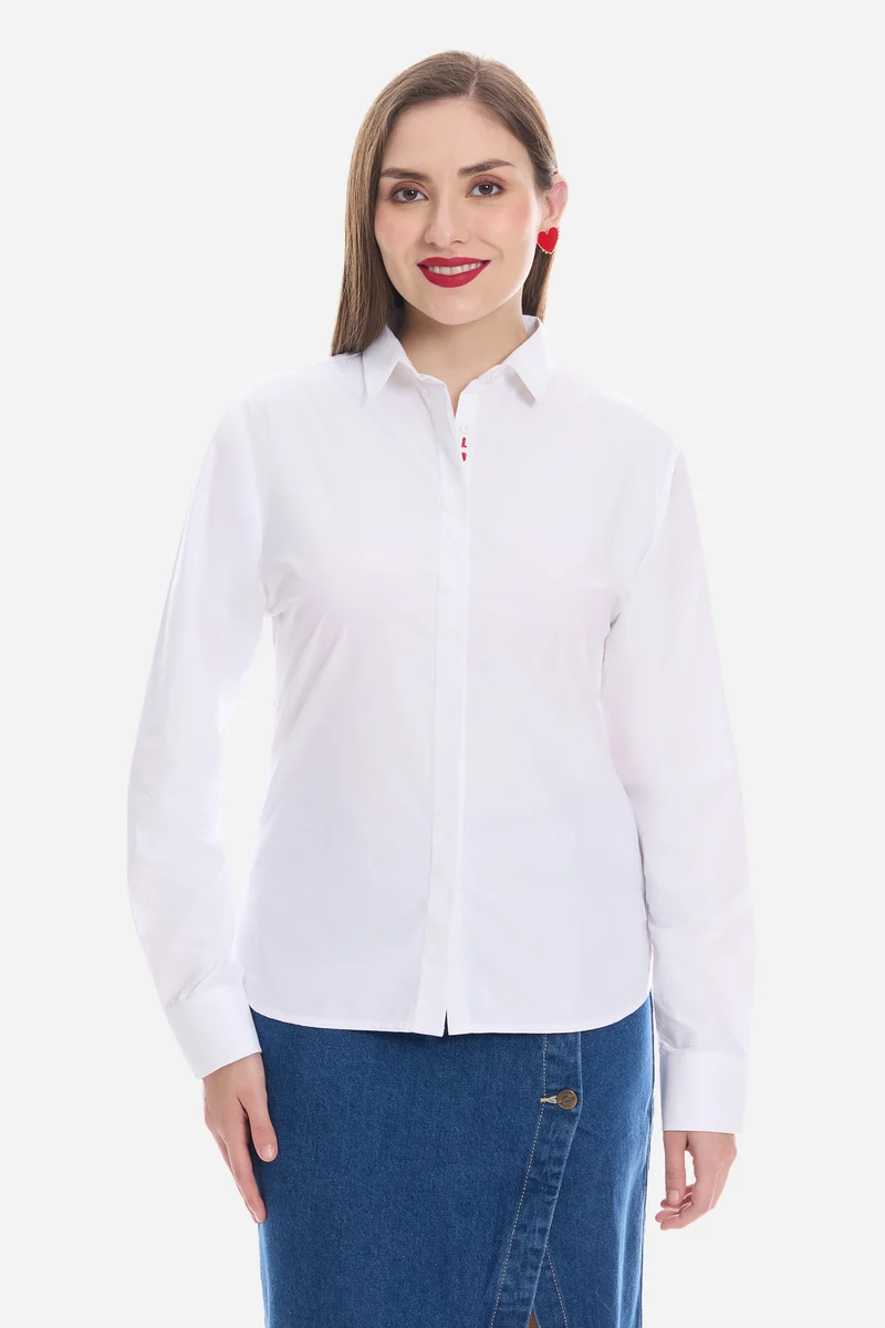 Zerra|100% Cotton Shirt With Placement Embroidery