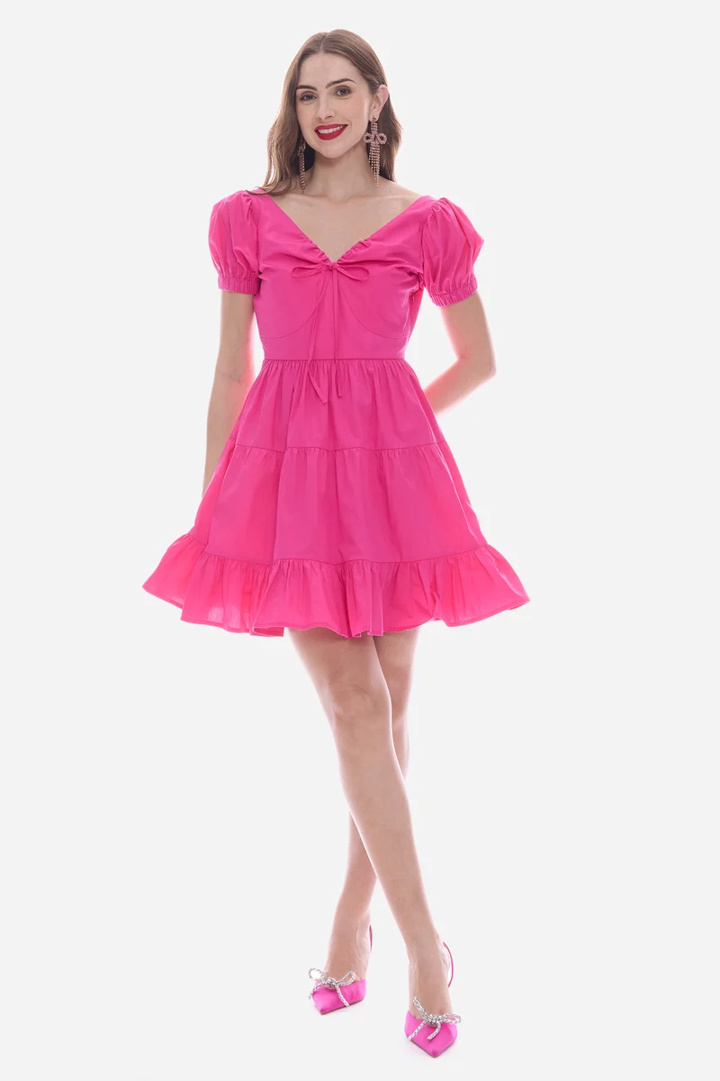 Ronis|100% Cotton Sweetheart Tiered Mini Dress