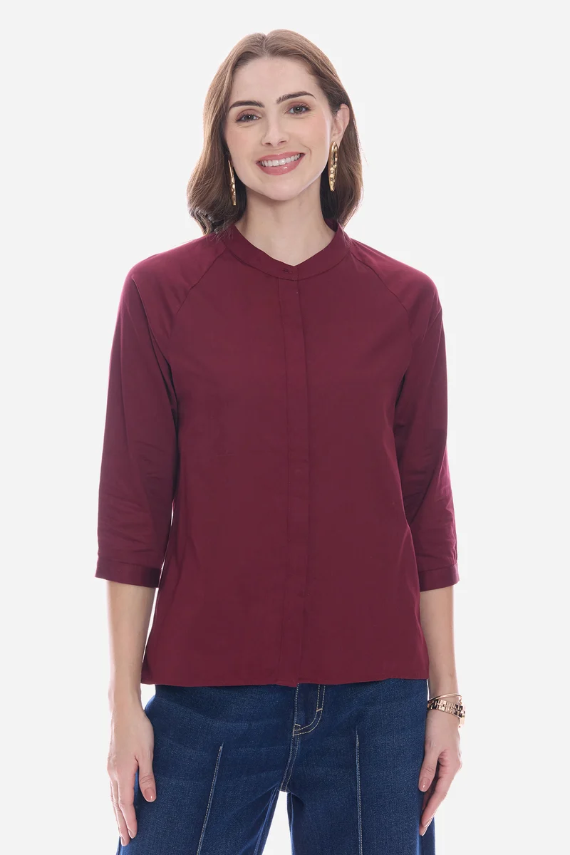 Ollis|100% Cotton 3/4Th Raglan Sleeve Shirt