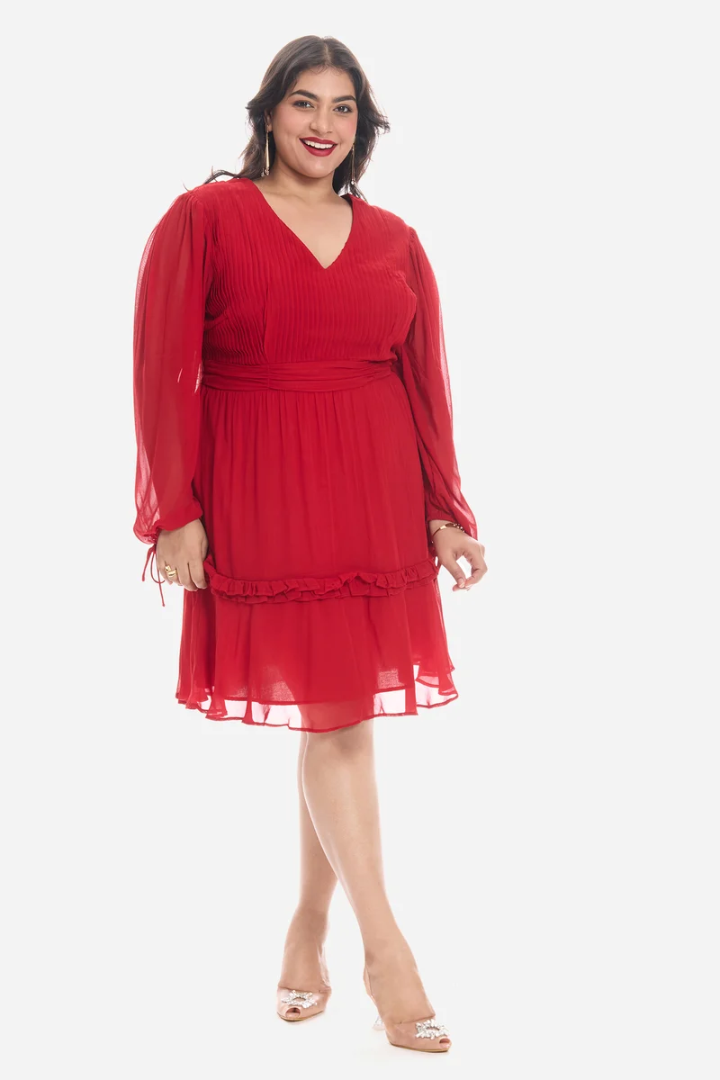 Adma|Viscose V-Neck Mini Dress