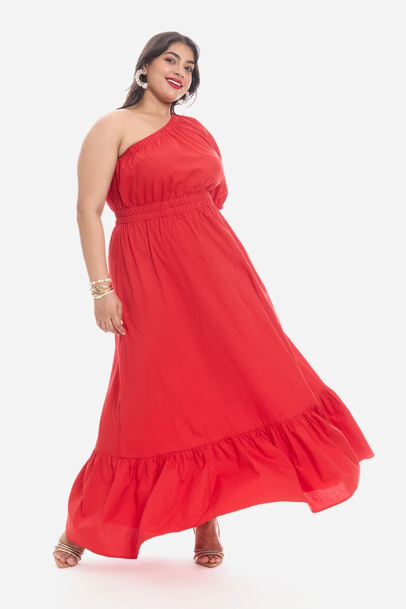 Vivy|Cotton One Shoulder Maxi Dress