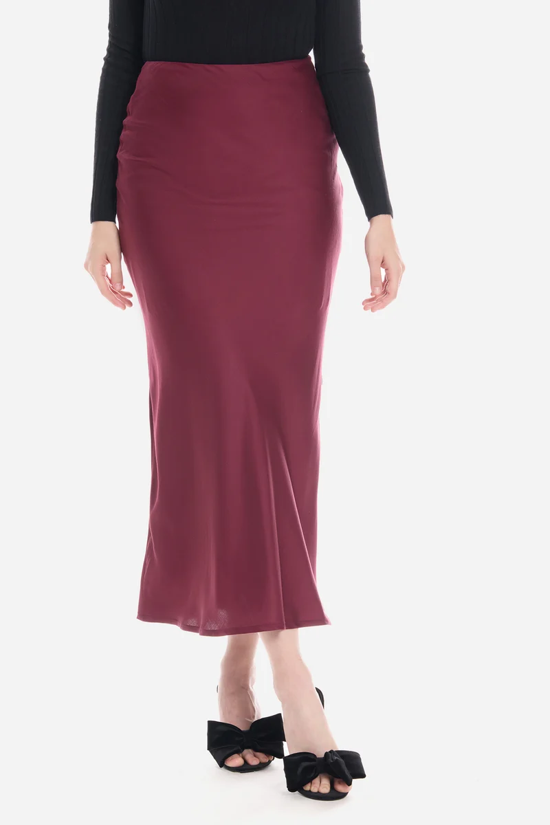 Yarael|100% Viscose Bias Cut Slim Skirt