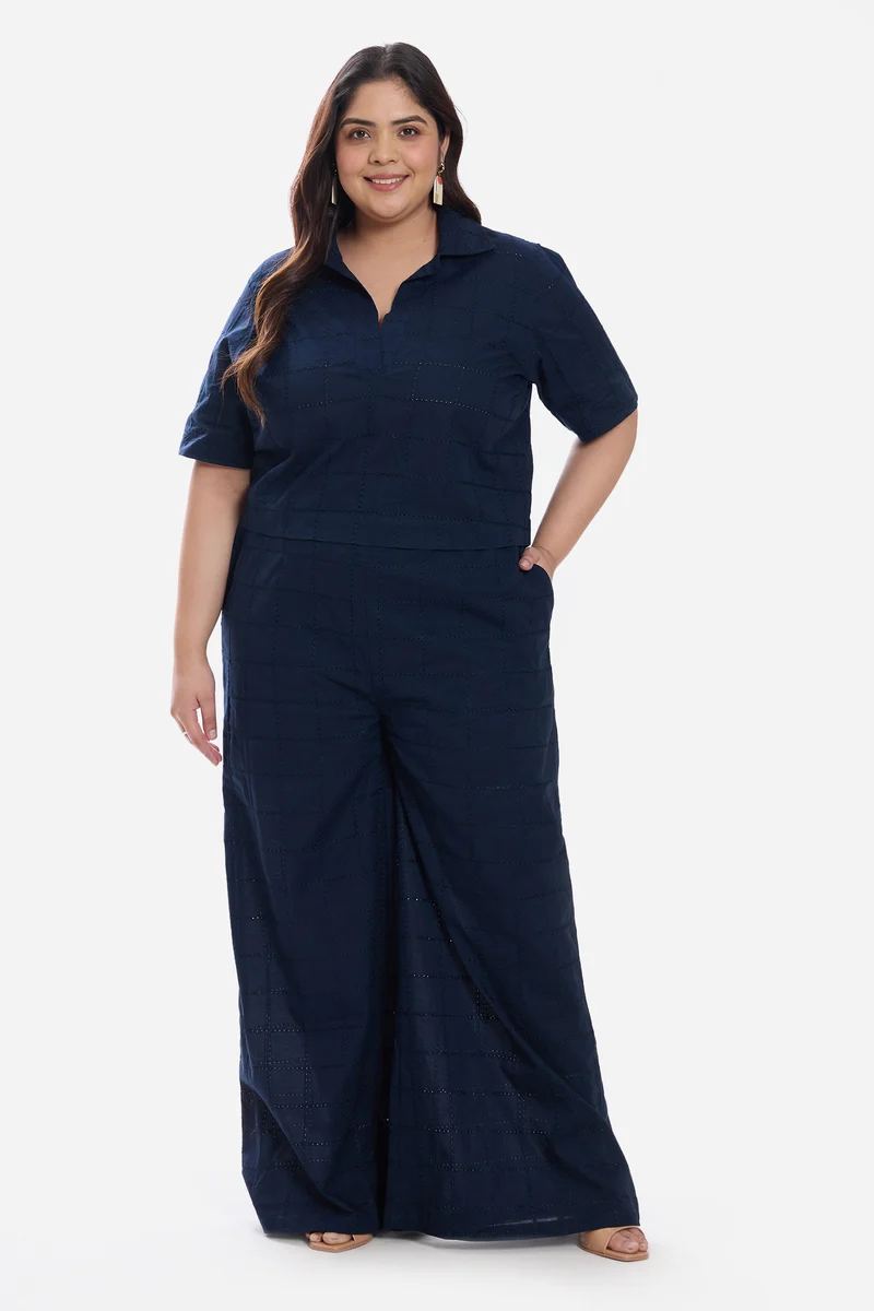 Advel|Cotton Schiffli Shirt And Pants Co Ord Set