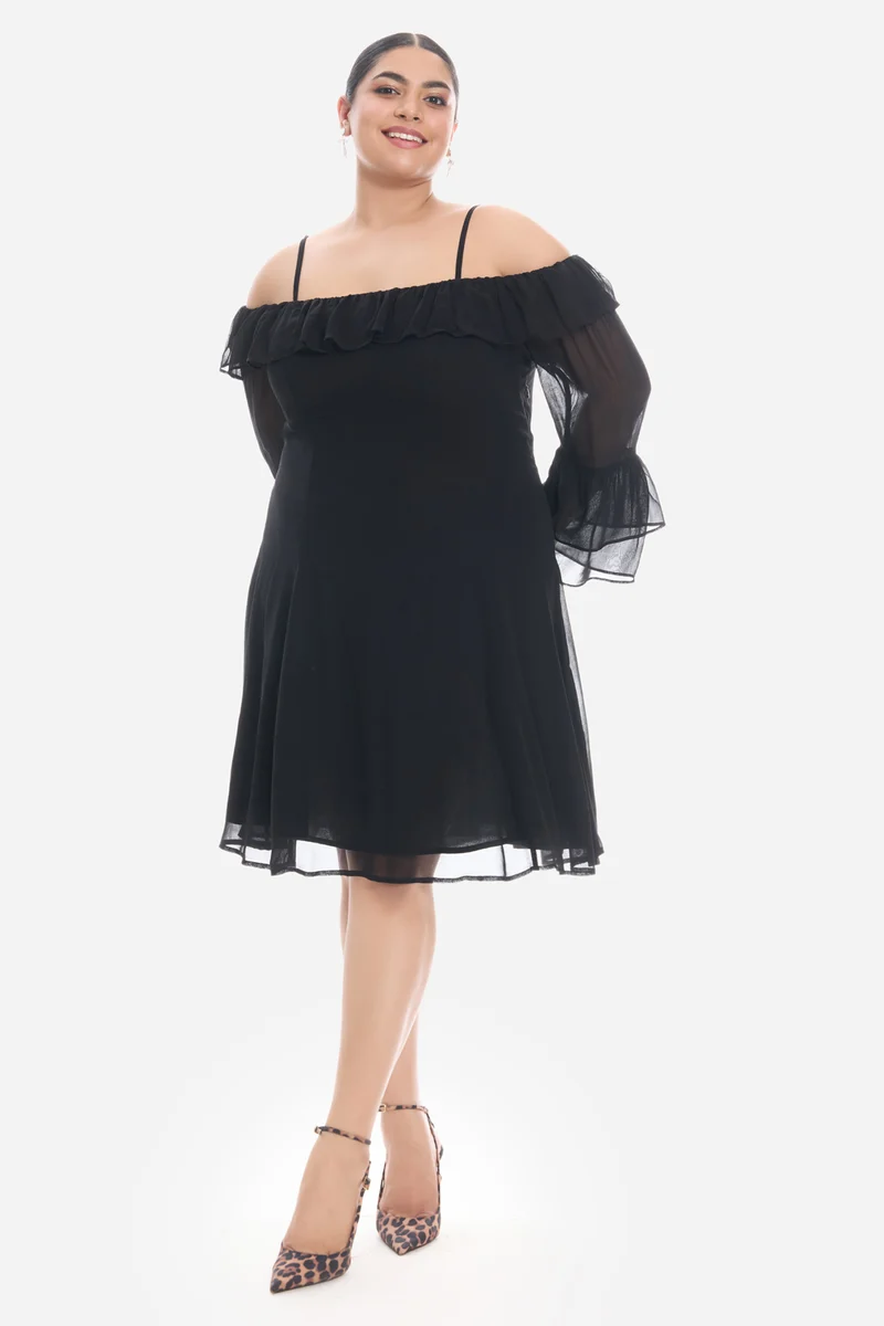 Adnah|Viscose Off-Shoulder Dress