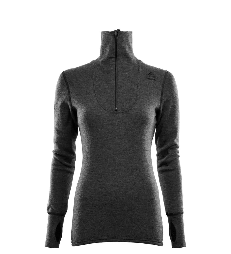 Doublewool Polo W/Zip Dam - varm underställströja i merinoull i dubbla lager