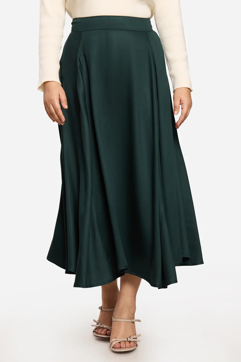 Bedel|100% Viscose Flared Midi Skirt