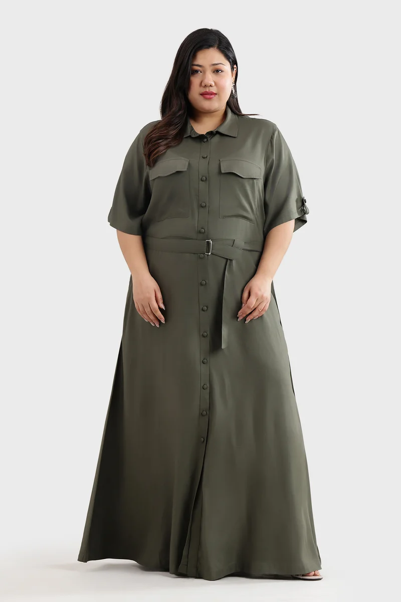 Bemah|Viscose Maxi Length Utility Dress