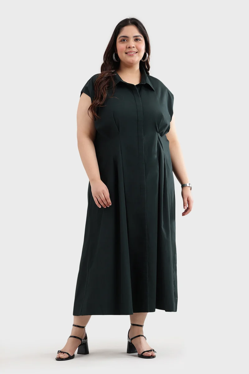 Benen|Cotton Pleated Shirt Dress