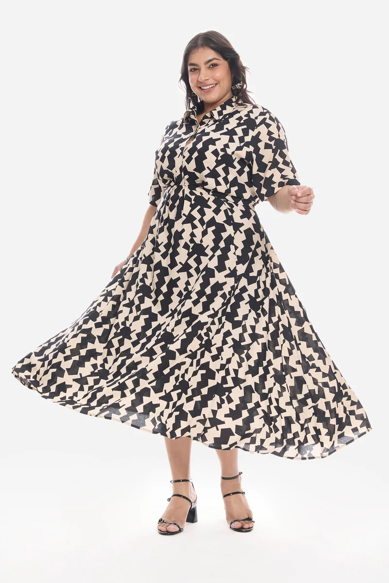 Vieah|Viscose Printed Shirt Dress
