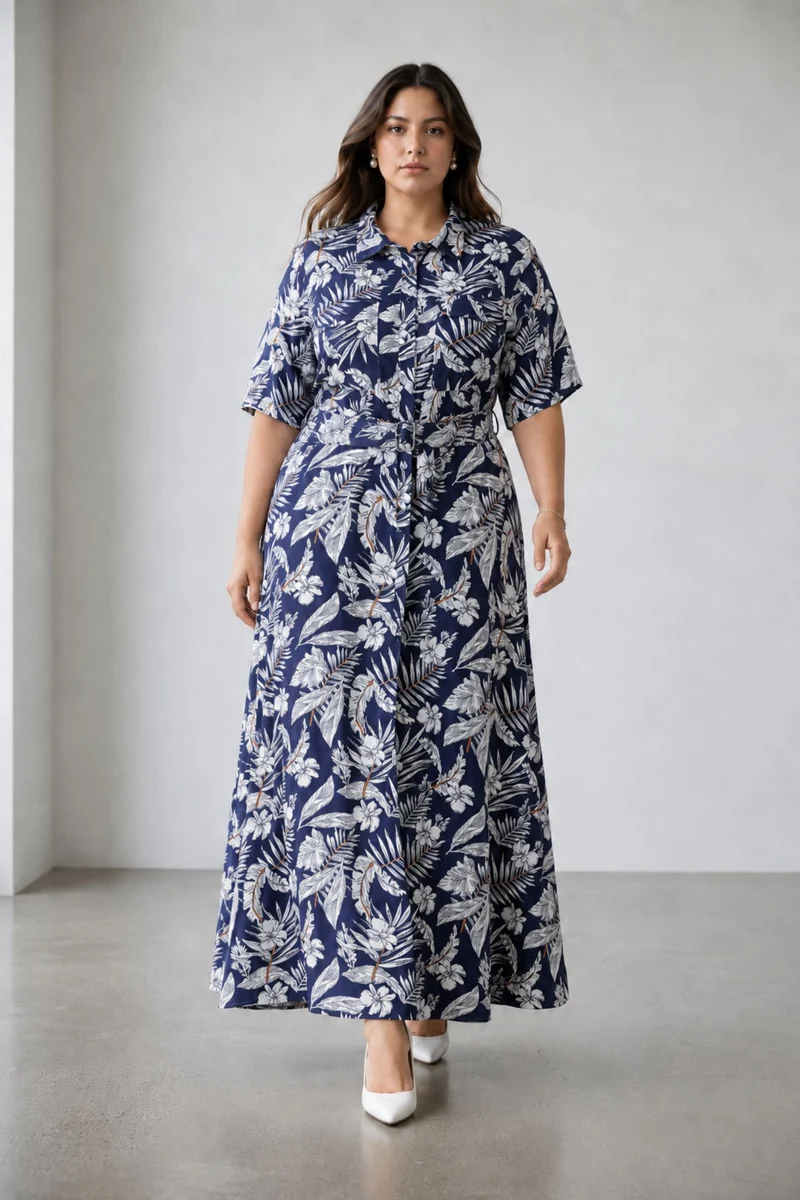 Benah|Viscose Maxi Length Utility Dress
