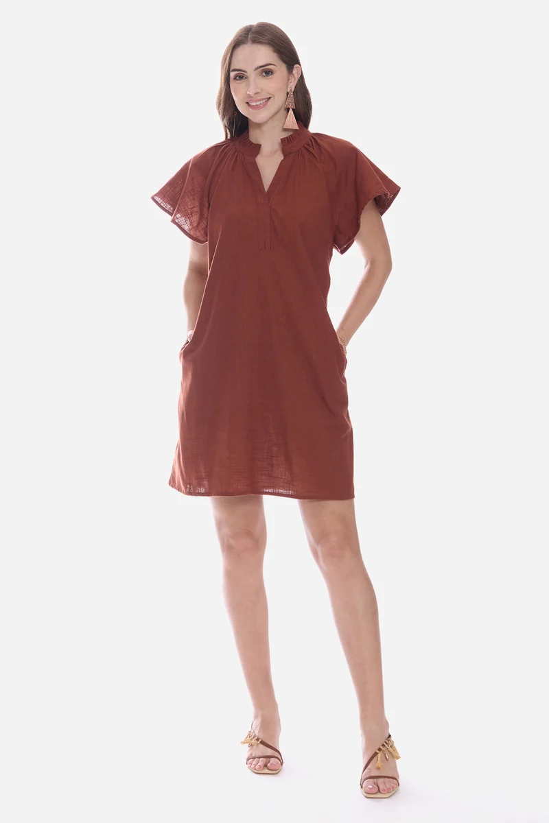 Rovy|100% Cotton Butterfly Sleeve Mini