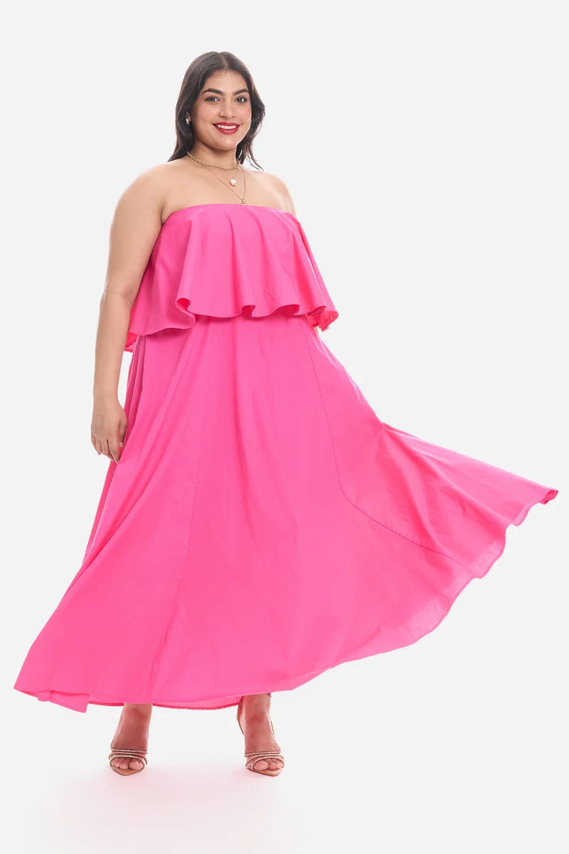 Visy|Cotton Peplum Bodice Maxi Dress