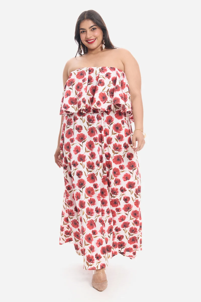 Visla|Cotton Peplum Bodice Maxi Dress