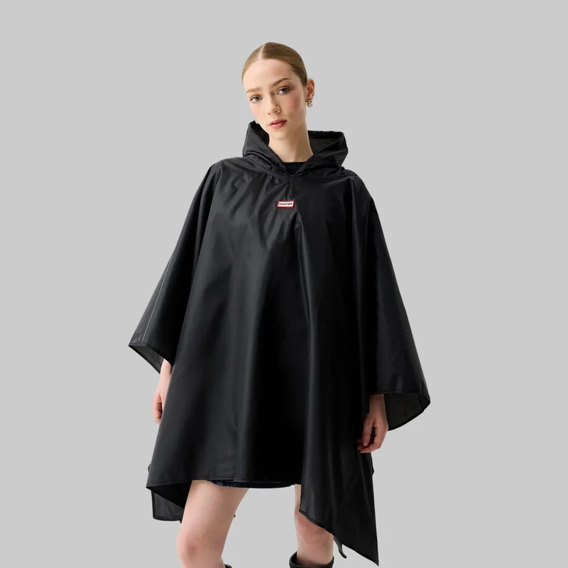 Hunter Unisex packbar poncho | Svart
